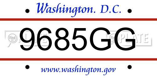 9685GG District Of Columbia License Plate