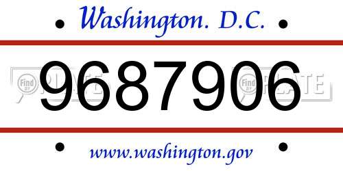 9687906 District Of Columbia License Plate
