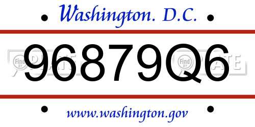 96879Q6 District Of Columbia License Plate