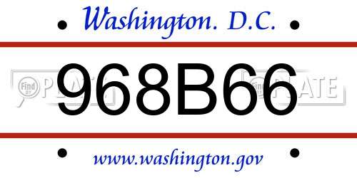 968B66 District Of Columbia License Plate