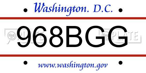 968BGG District Of Columbia License Plate