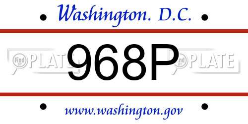 968P District Of Columbia License Plate