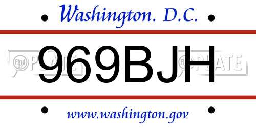 969BJH District Of Columbia License Plate