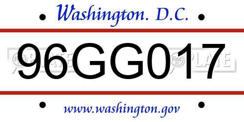 96GG017 District Of Columbia License Plate