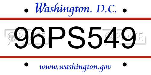 96PS549 District Of Columbia License Plate