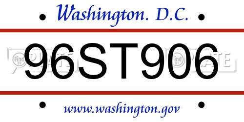 96ST906 District Of Columbia License Plate