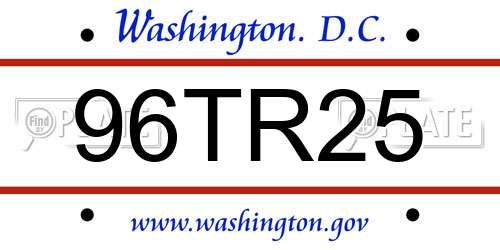 96TR25 District Of Columbia License Plate
