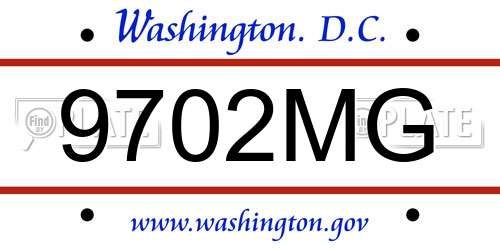 9702MG District Of Columbia License Plate