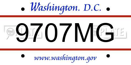 9707MG District Of Columbia License Plate
