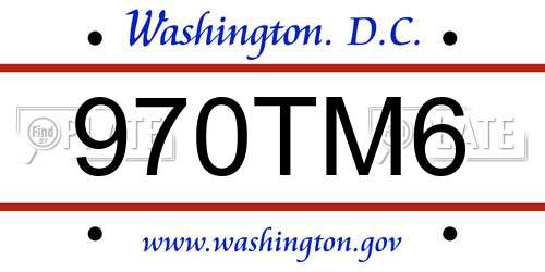 970TM6 District Of Columbia License Plate