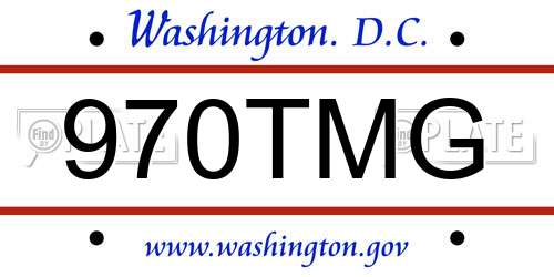 970TMG District Of Columbia License Plate