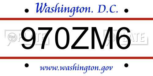 970ZM6 District Of Columbia License Plate