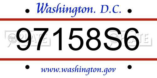 97158S6 District Of Columbia License Plate
