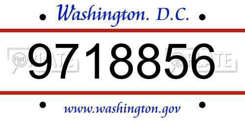 9718856 District Of Columbia License Plate