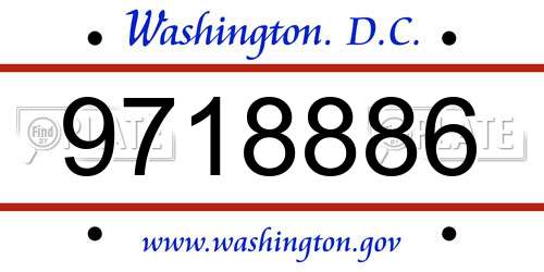 9718886 District Of Columbia License Plate