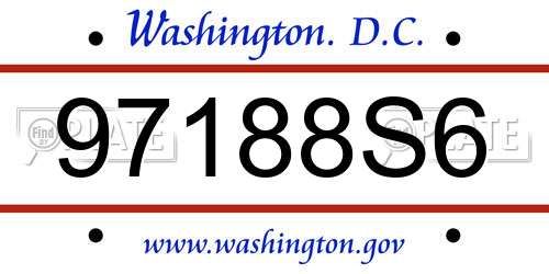 97188S6 District Of Columbia License Plate