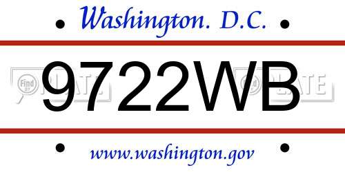 9722WB District Of Columbia License Plate