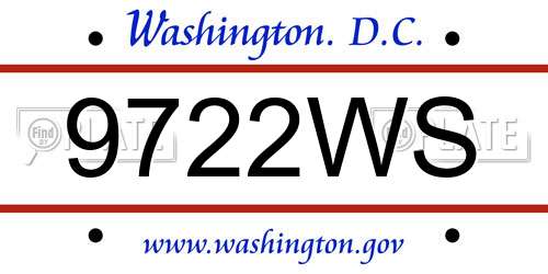9722WS District Of Columbia License Plate