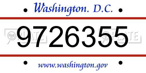 9726355 District Of Columbia License Plate