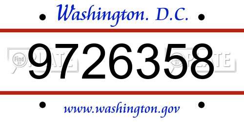 9726358 District Of Columbia License Plate