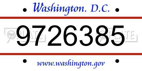 9726385 District Of Columbia License Plate