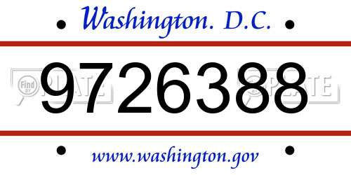 9726388 District Of Columbia License Plate