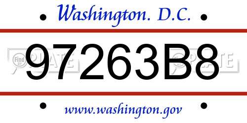 97263B8 District Of Columbia License Plate