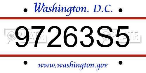 97263S5 District Of Columbia License Plate