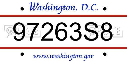 97263S8 District Of Columbia License Plate