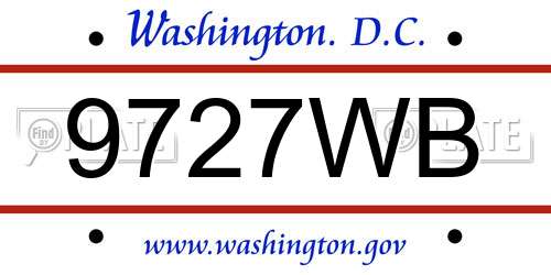 9727WB District Of Columbia License Plate