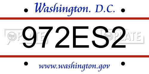 972ES2 District Of Columbia License Plate