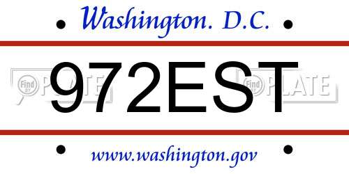 972EST District Of Columbia License Plate