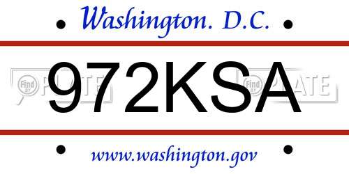 972KSA District Of Columbia License Plate