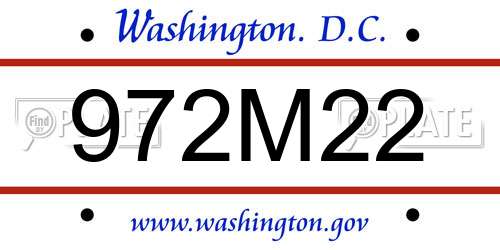 972M22 District Of Columbia License Plate