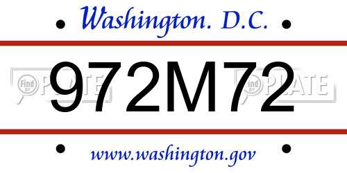972M72 District Of Columbia License Plate