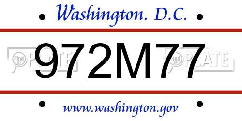 972M77 District Of Columbia License Plate