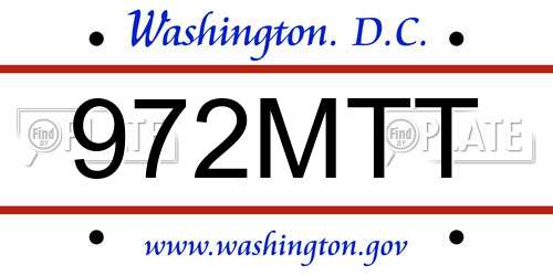 972MTT District Of Columbia License Plate