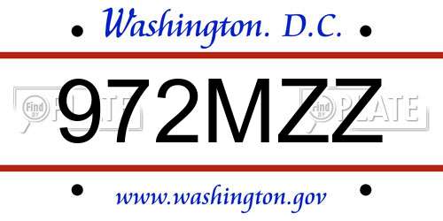 972MZZ District Of Columbia License Plate