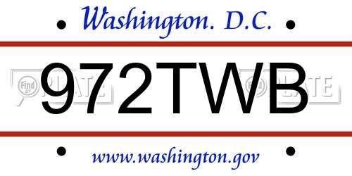972TWB District Of Columbia License Plate