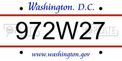 972W27 District Of Columbia License Plate