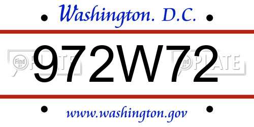 972W72 District Of Columbia License Plate