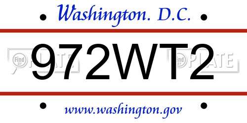 972WT2 District Of Columbia License Plate
