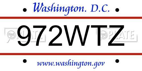 972WTZ District Of Columbia License Plate