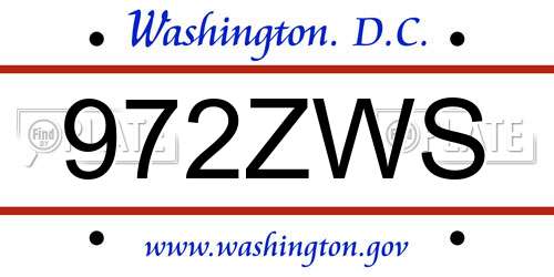 972ZWS District Of Columbia License Plate