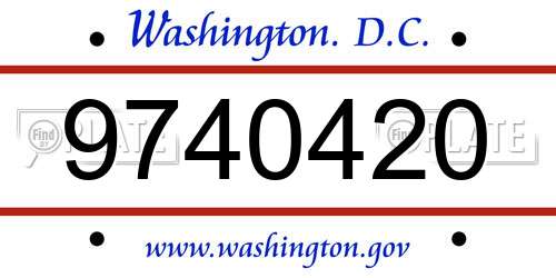 9740420 District Of Columbia License Plate