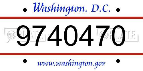 9740470 District Of Columbia License Plate