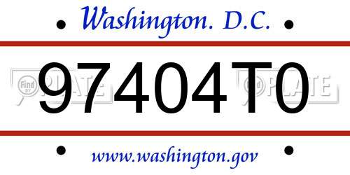 97404T0 District Of Columbia License Plate