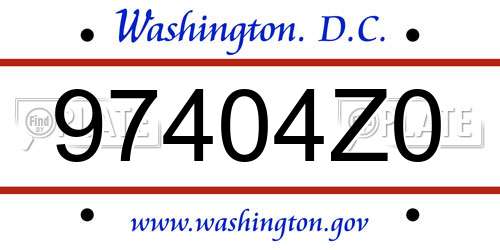 97404Z0 District Of Columbia License Plate