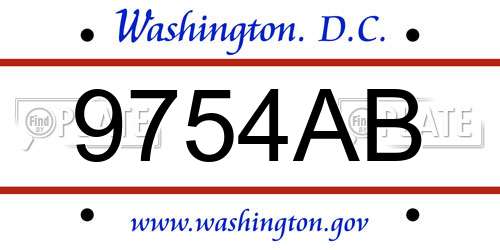 9754AB District Of Columbia License Plate