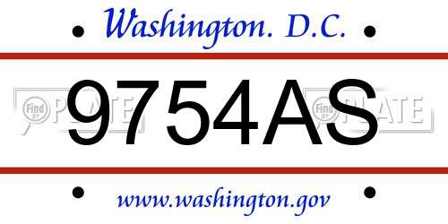 9754AS District Of Columbia License Plate
